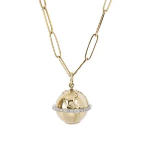 10K Gold Medium Atlas Pendant with Pave Diamond "Equator"