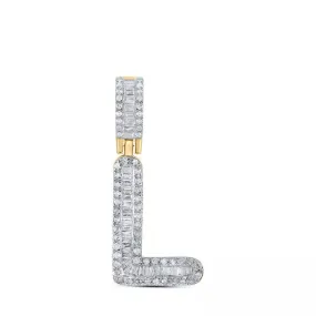 10kt Yellow Gold Baguette Diamond L Initial Letter Pendant
