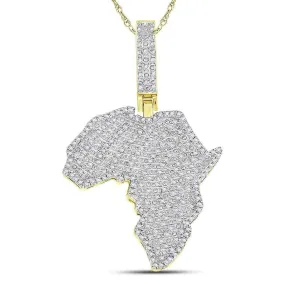 10kt Yellow Gold Men's Round Diamond Africa Continent Charm Pendant 5-8 Cttw - FREE Shipping (US/CAN)