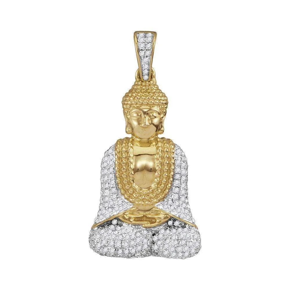 10kt Yellow Gold Men's Round Diamond Gautama Buddha Charm Pendant 1-2 Cttw - FREE Shipping (USA/CAN)