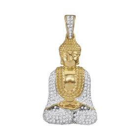 10kt Yellow Gold Men's Round Diamond Gautama Buddha Charm Pendant 1-2 Cttw - FREE Shipping (USA/CAN)