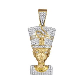10kt Yellow Gold Men's Round Diamond Nefertiti Pharaoh Charm Pendant 5-8 Cttw - FREE Shipping (USA/CAN)