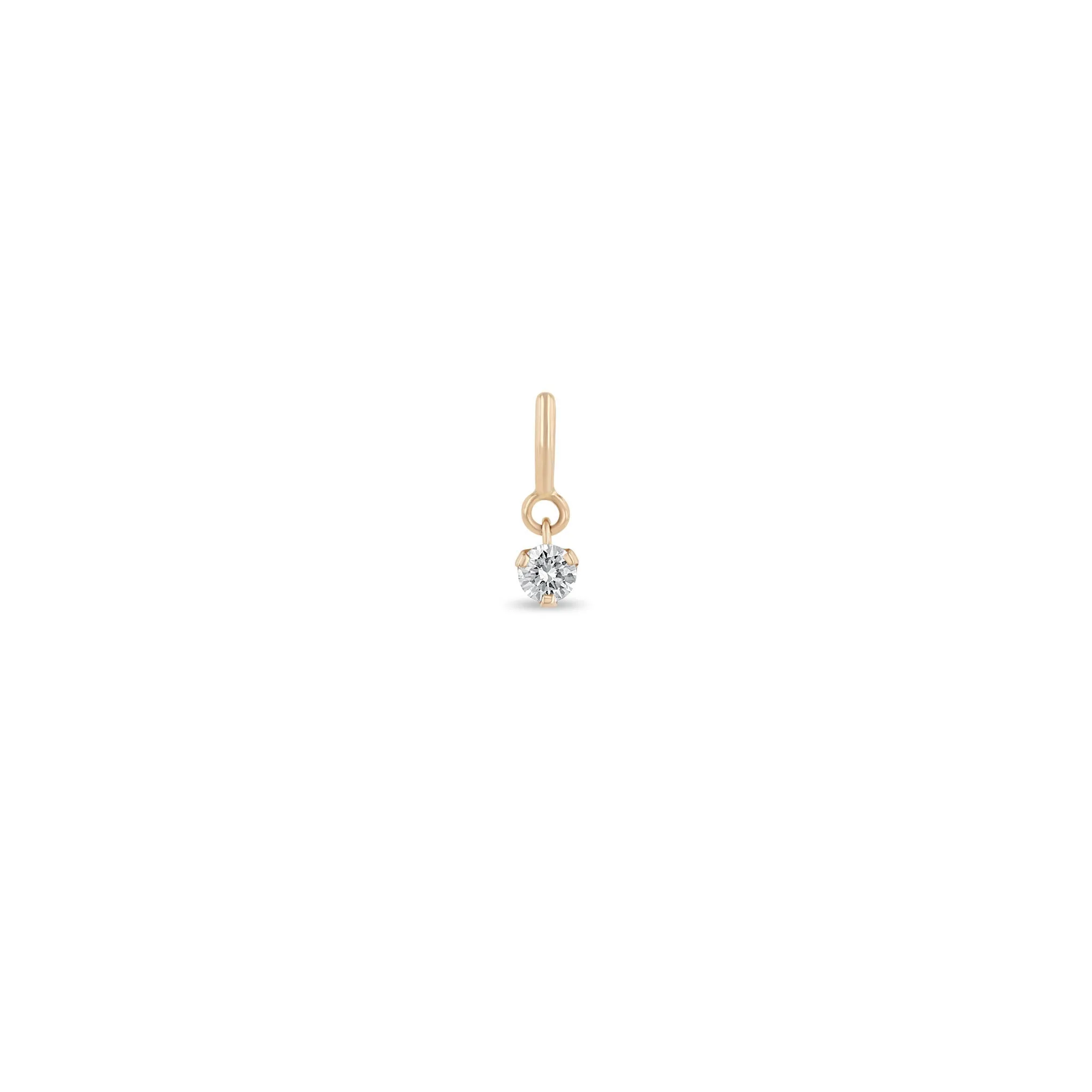 14k Single Prong Set Diamond Charm Pendant
