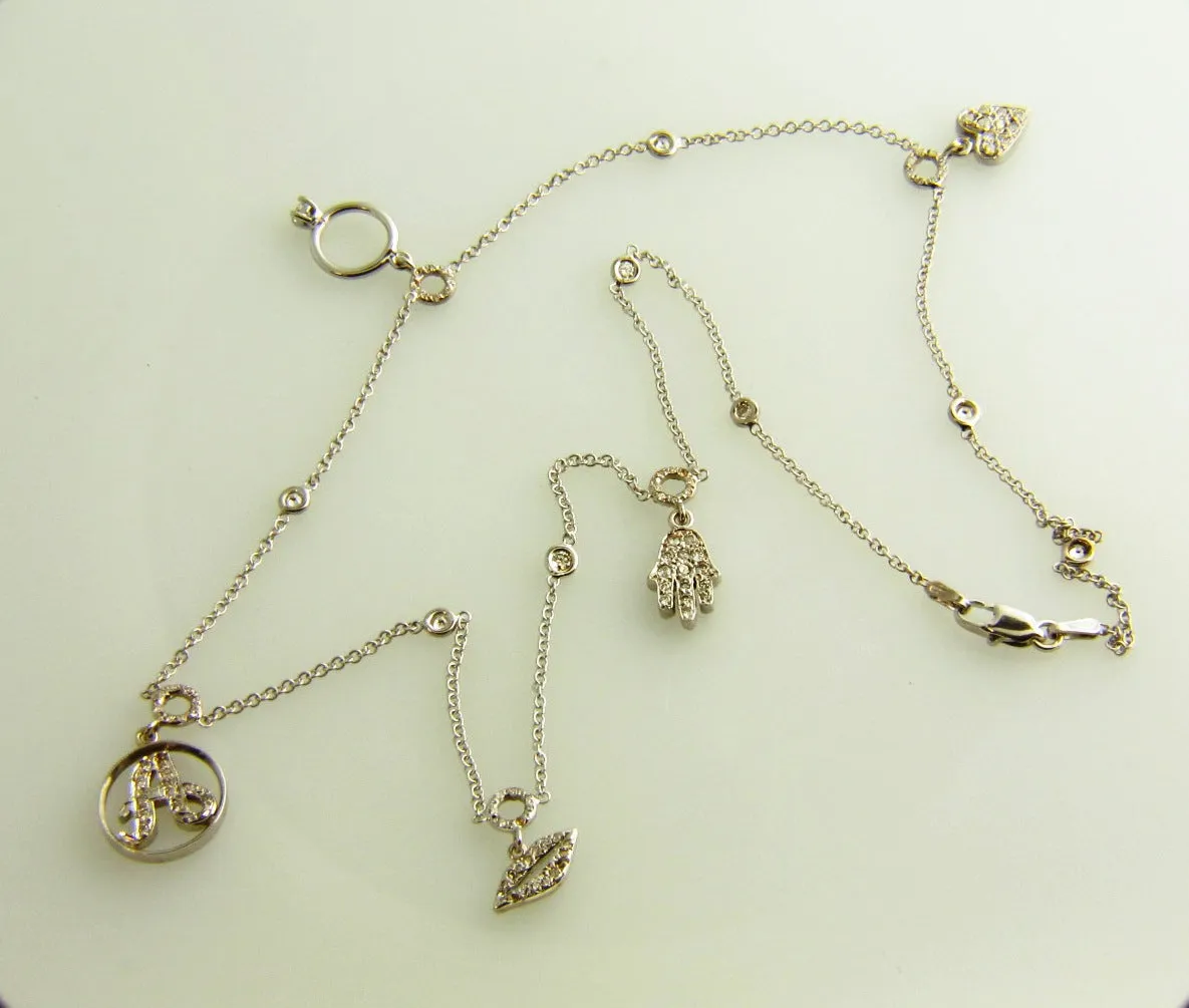 14K White Gold, Diamond Charm Necklace