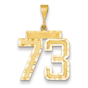 14k Yellow Gold Diamond Cut Texture Finish Large Size Number 73 Charm Pendant