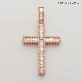 14KR 4.35CTW BAGUETTE DIAMOND CROSS - SINGLE ROW