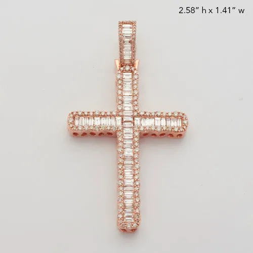 14KR 4.35CTW BAGUETTE DIAMOND CROSS - SINGLE ROW