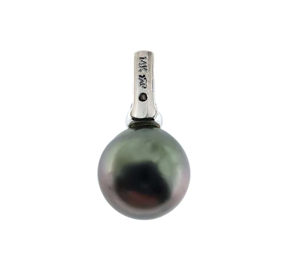 14kt white gold Tahitian pearl pendant