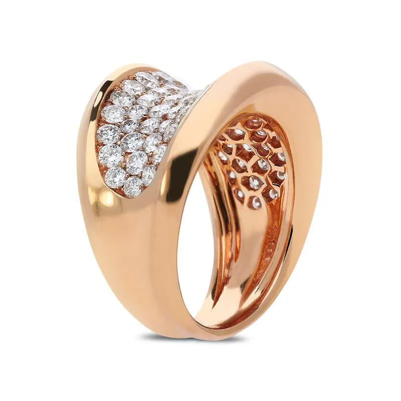 18ct Rose Gold 2.45ct Diamond Concave Dress Ring D