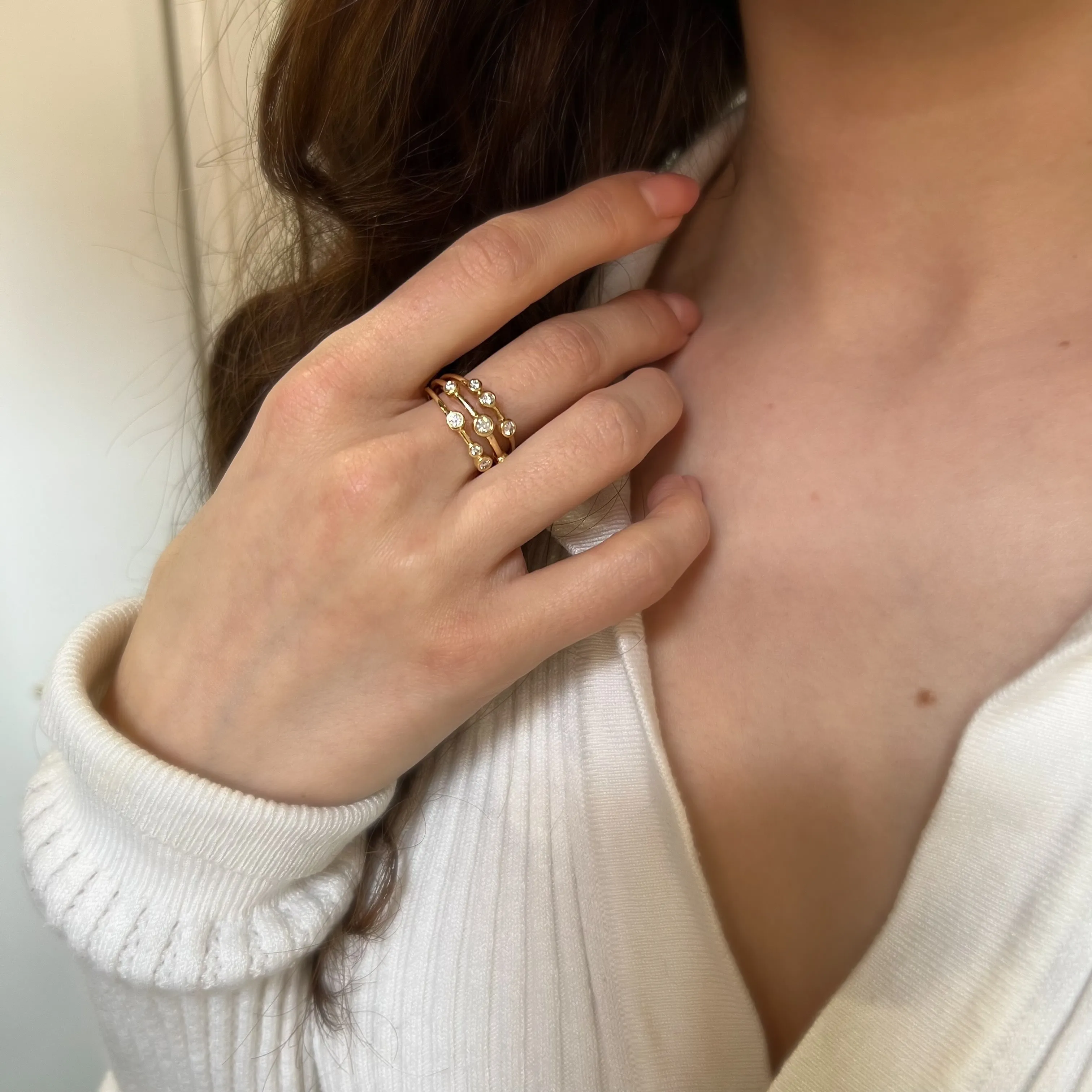 18ct Yellow Gold 0.33ct Round Scattered Diamond Dress Ring