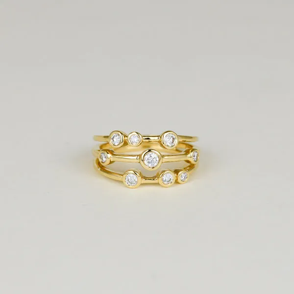 18ct Yellow Gold 0.33ct Round Scattered Diamond Dress Ring
