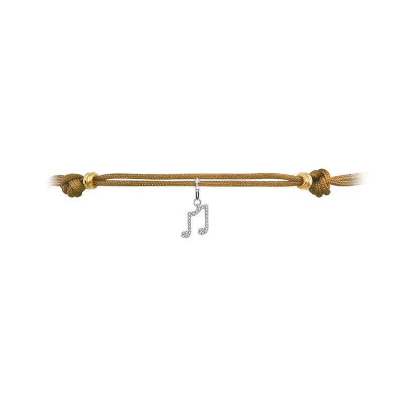 18k Gold Golden Brown Tassel Bracelet with Gold Beads