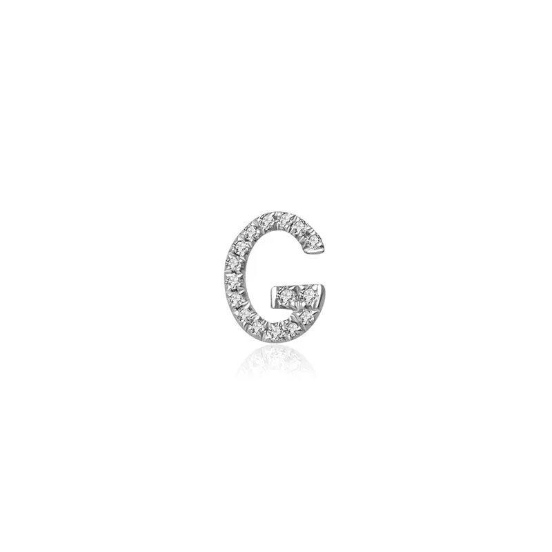 18k Gold Initial Letter "G" Diamond Pandent   Necklace