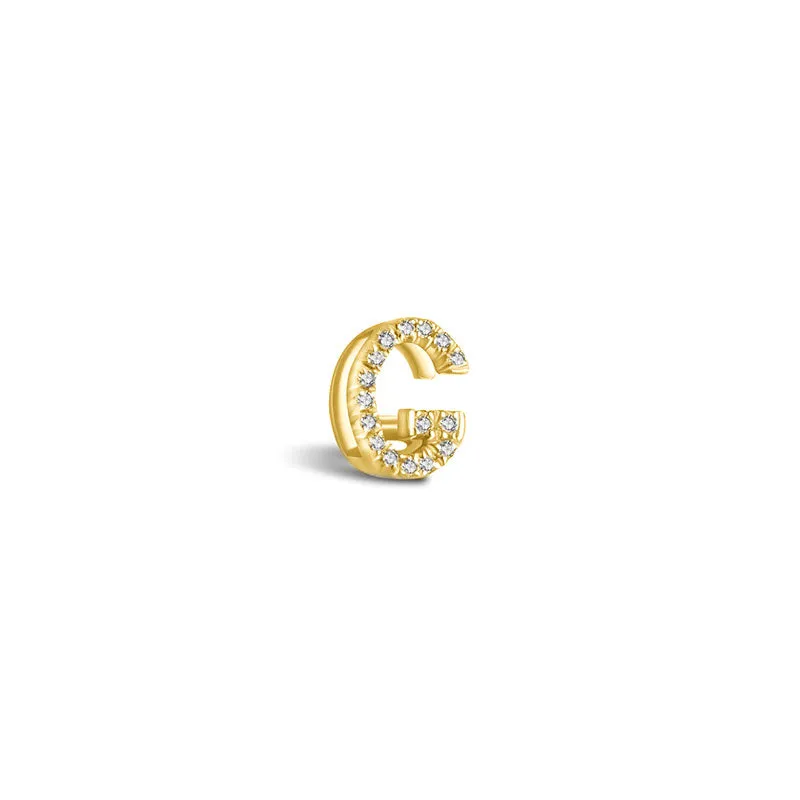 18k Gold Initial Letter "G" Diamond Pandent   Necklace