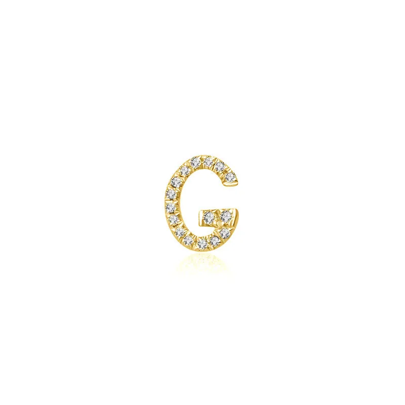 18k Gold Initial Letter "G" Diamond Pandent   Necklace