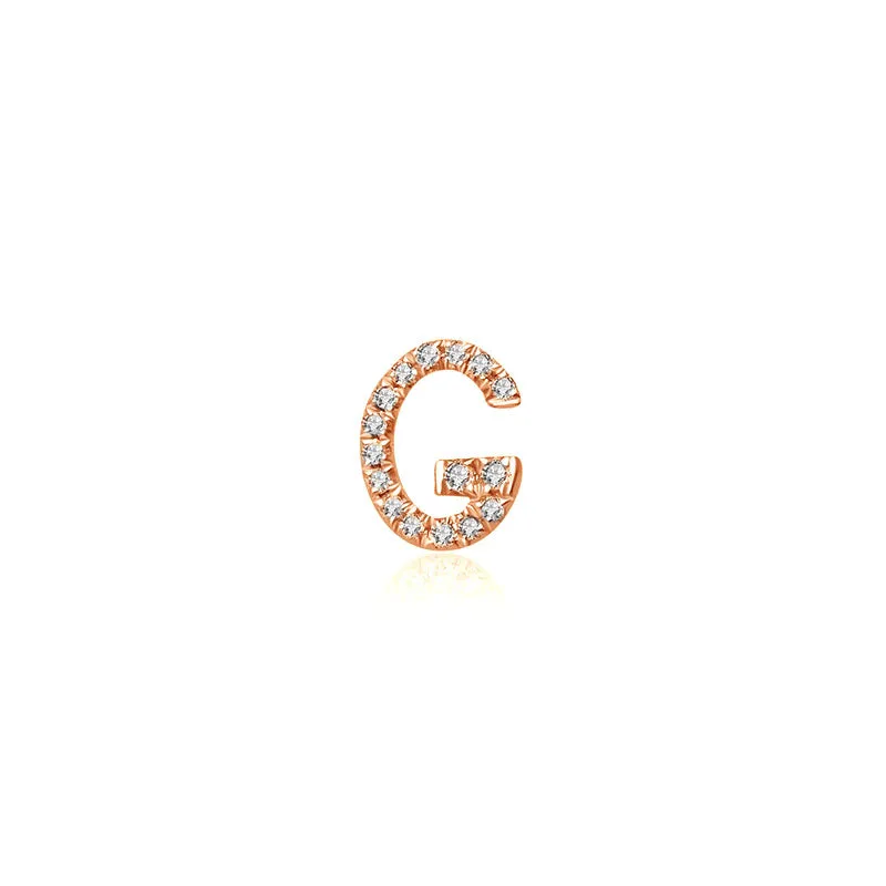 18k Gold Initial Letter "G" Diamond Pandent   Necklace
