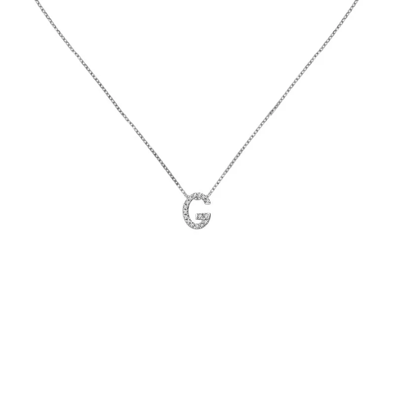 18k Gold Initial Letter "G" Diamond Pandent   Necklace