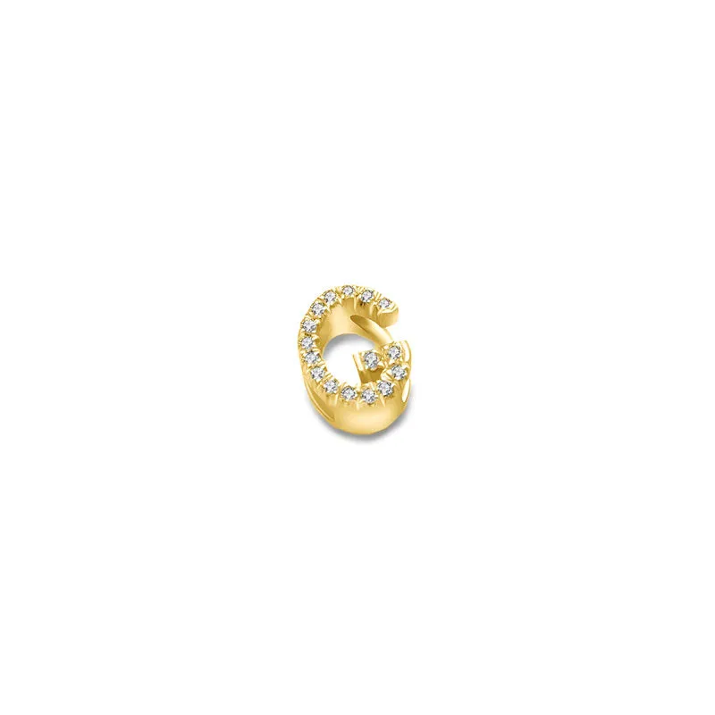 18k Gold Initial Letter "G" Diamond Pandent   Necklace