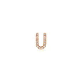 18k Gold Initial Letter "U" Diamond Pendant