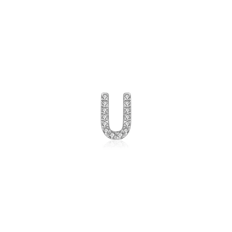 18k Gold Initial Letter "U" Diamond Pendant