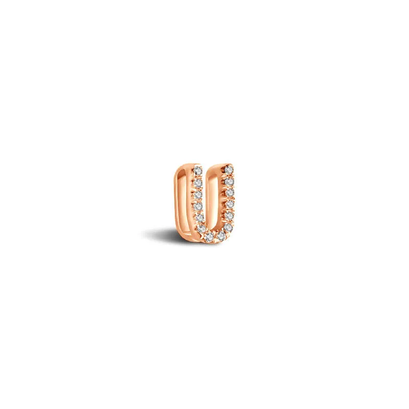 18k Gold Initial Letter "U" Diamond Pendant