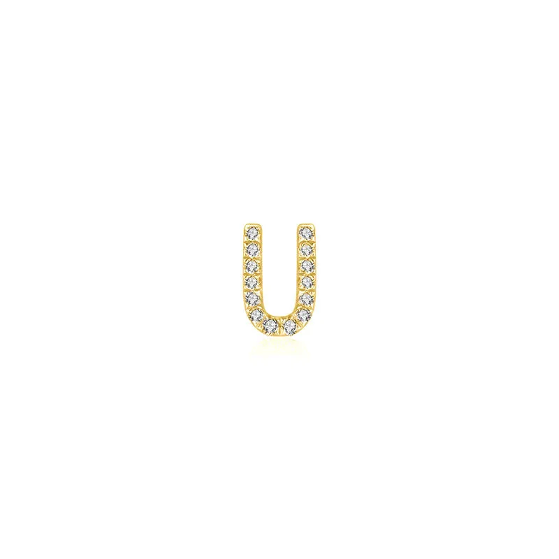 18k Gold Initial Letter "U" Diamond Pendant