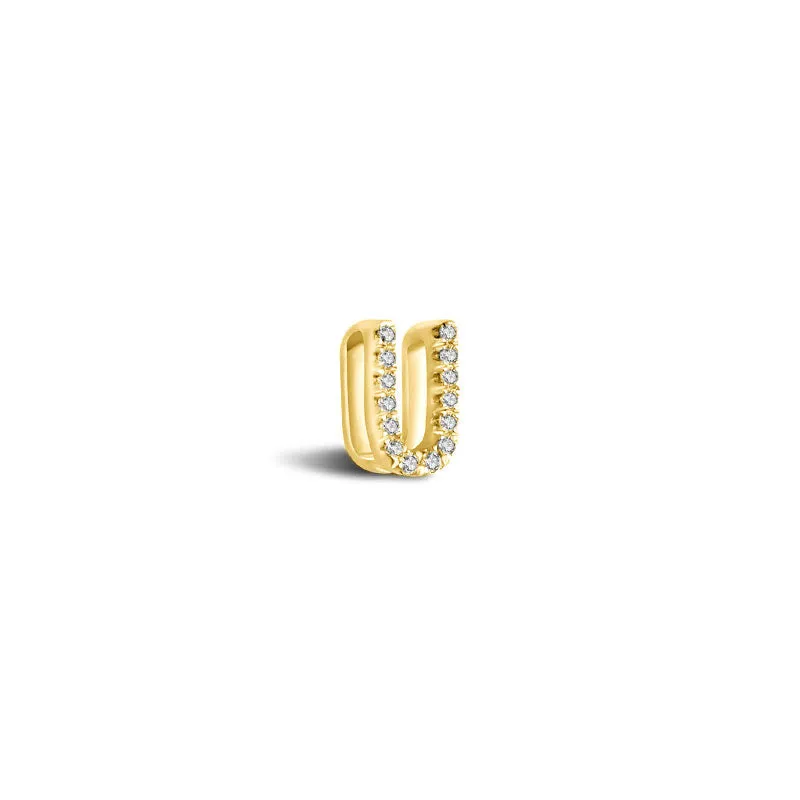 18k Gold Initial Letter "U" Diamond Pendant