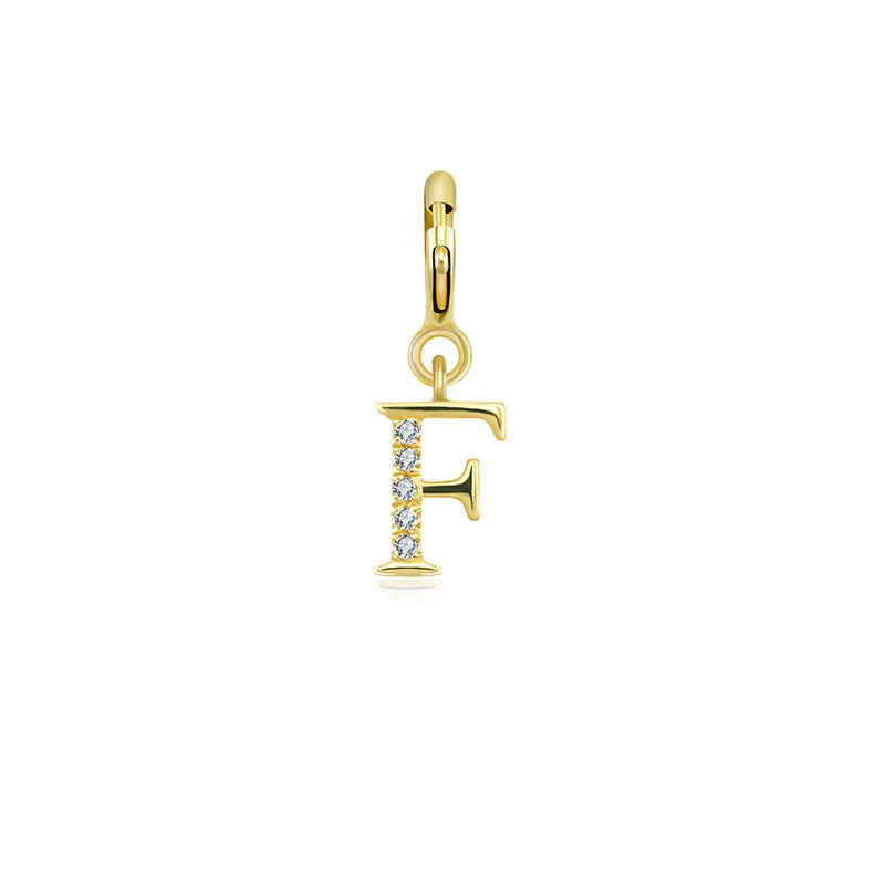 18k Gold Letter "F" Diamond Charms
