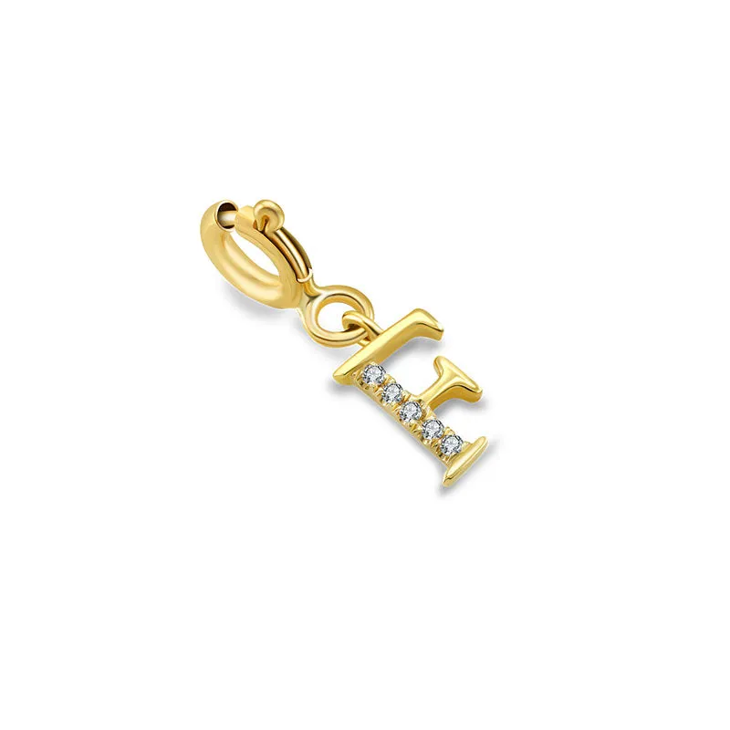 18k Gold Letter "F" Diamond Charms