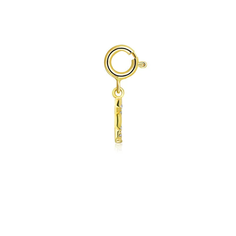 18k Gold Letter "F" Diamond Charms