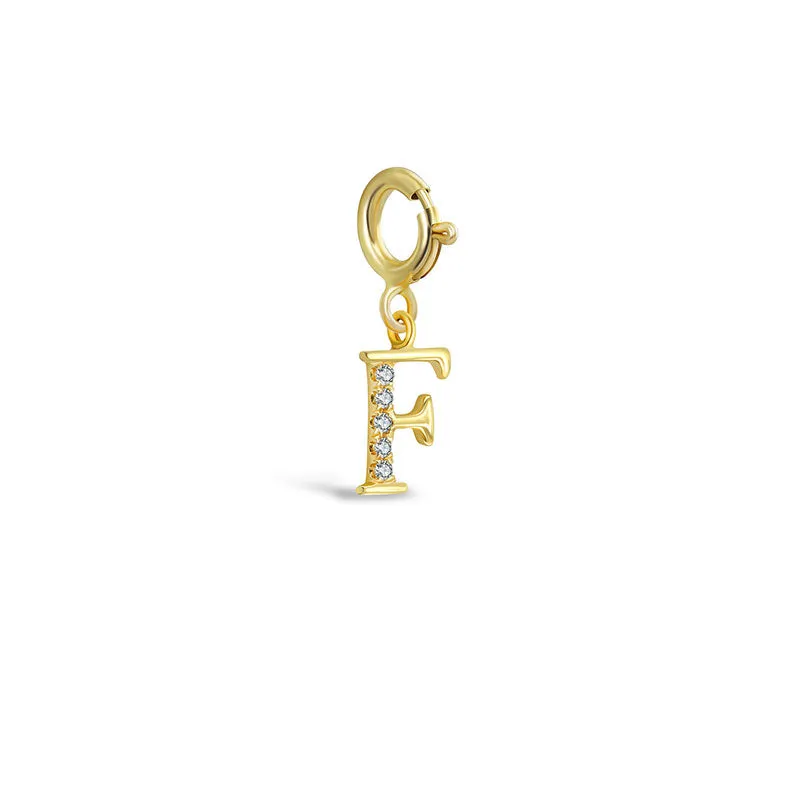 18k Gold Letter "F" Diamond Charms