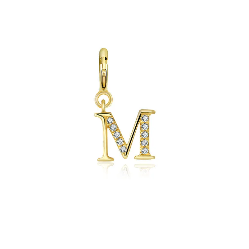 18k Gold Letter "M" Diamond Charms