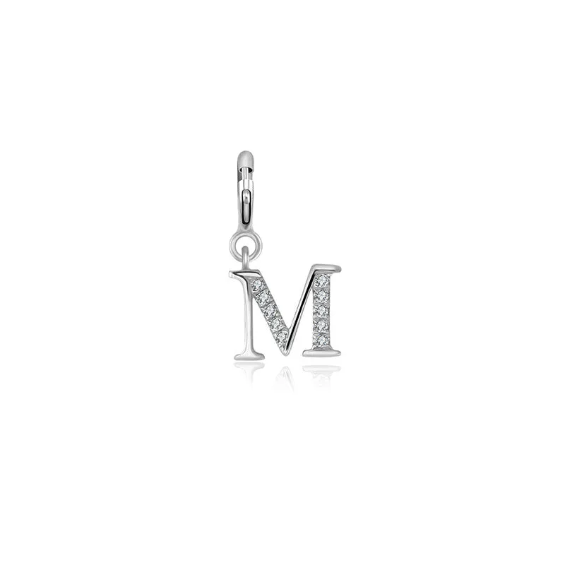 18k Gold Letter "M" Diamond Charms