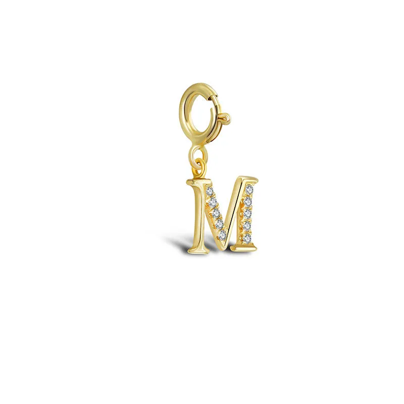 18k Gold Letter "M" Diamond Charms