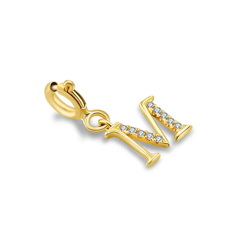 18k Gold Letter "M" Diamond Charms