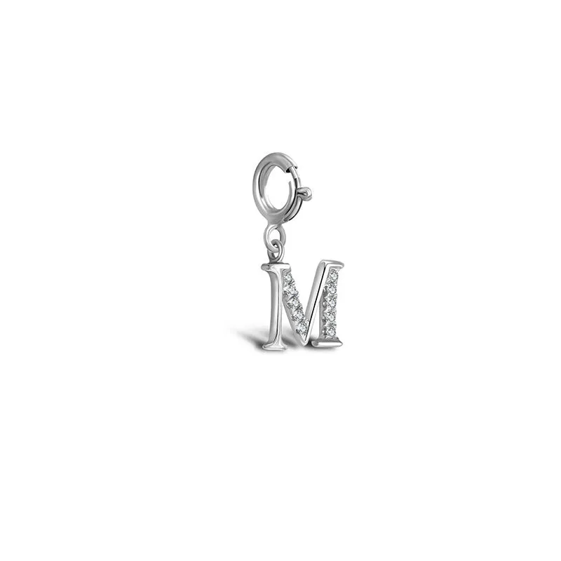 18k Gold Letter "M" Diamond Charms