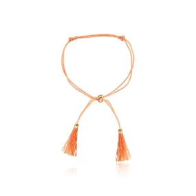 18k Gold Orange Tassel Bracelet with Gold Beads