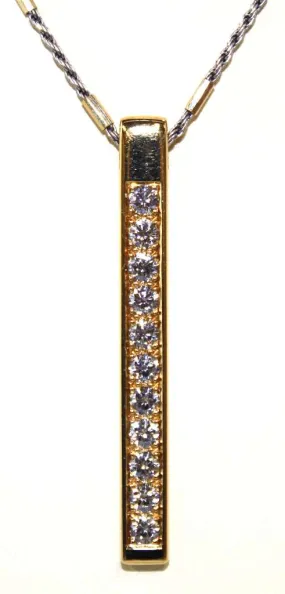 18kt yellow gold diamond pendant designed in a bar style