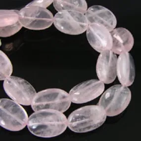 18x13mm Flat Oval Rose Quartz Beads, Strand