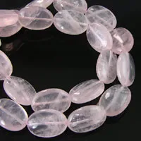 18x13mm Flat Oval Rose Quartz Beads, Strand