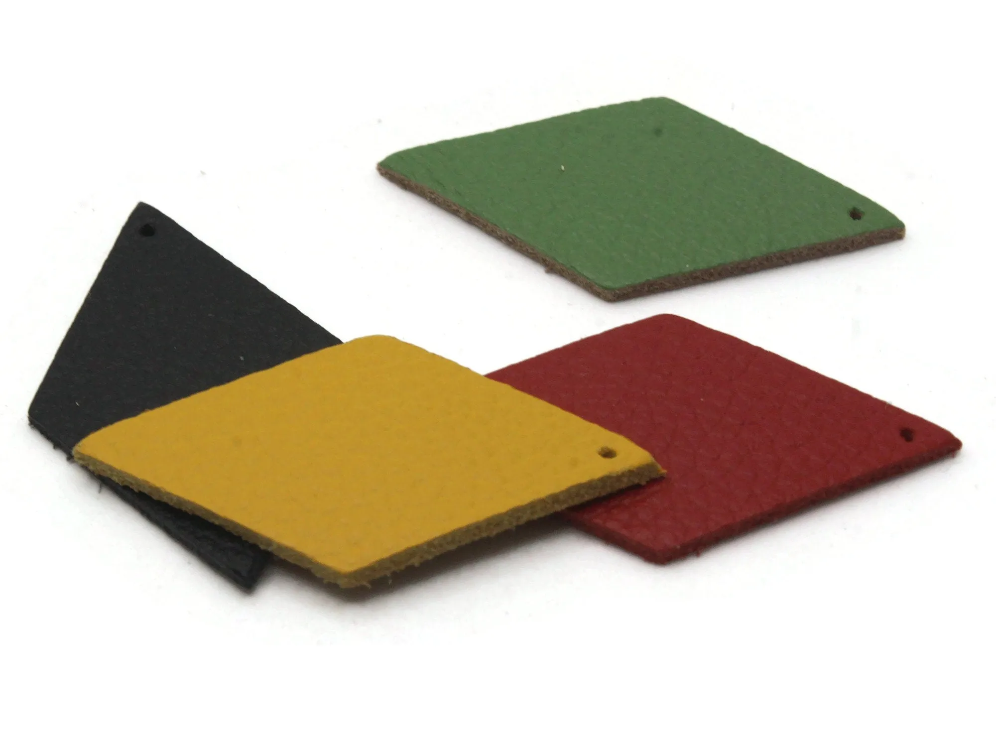 4 48mm Mixed Color Leather Diamond Pendants
