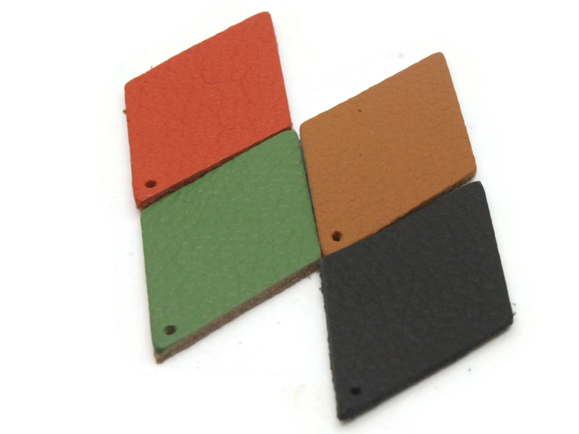 4 48mm Mixed Color Leather Diamond Pendants