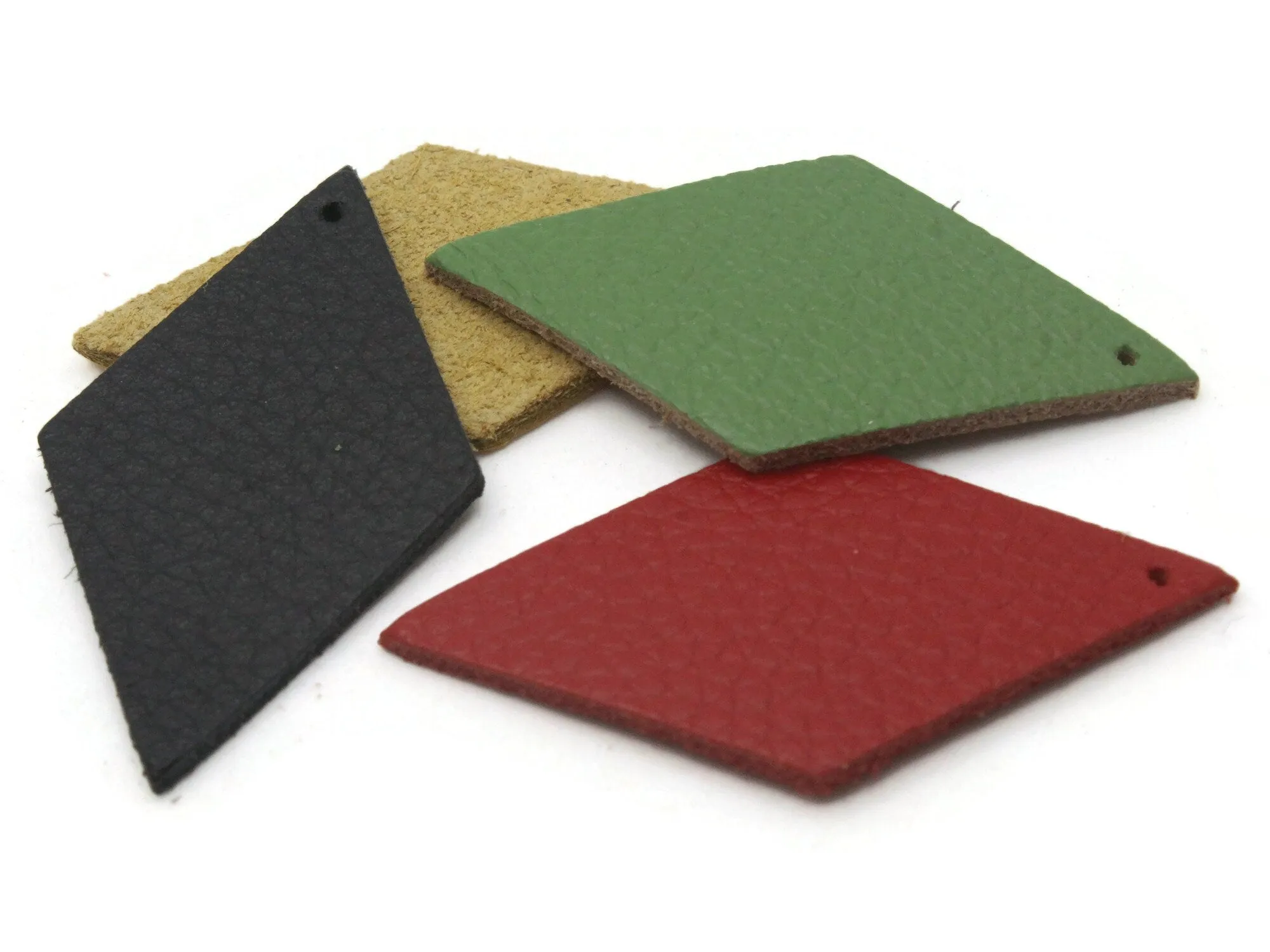 4 48mm Mixed Color Leather Diamond Pendants