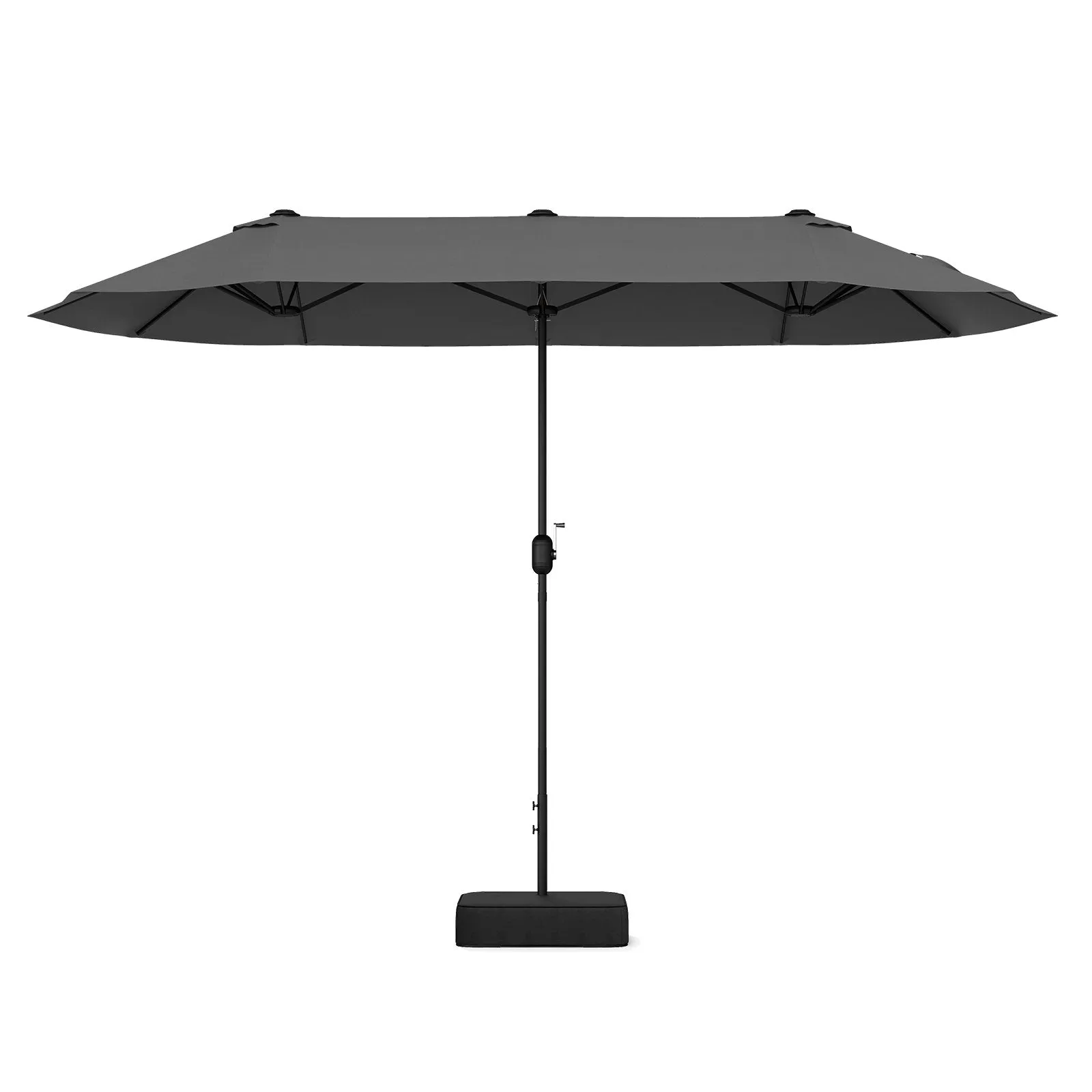 4m Double-sided Patio Umbrella with Crank Handle for Garden Pool Backyard-Grey
