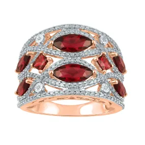 9ct Rose Gold 0.52ct Multi Rhodolite Brilliant Claw Edge Ring