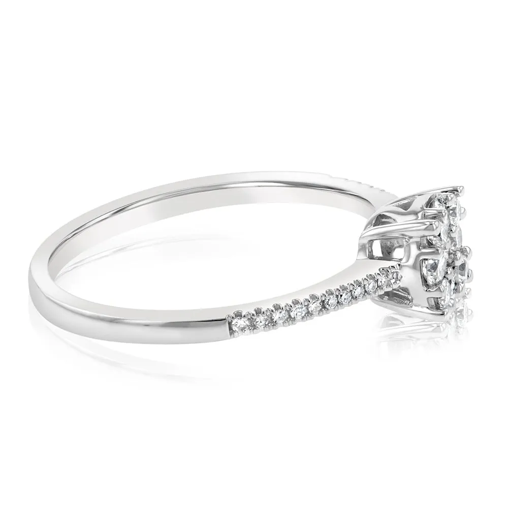 9ct White Gold 1/4 Carat Diamond Dress Ring