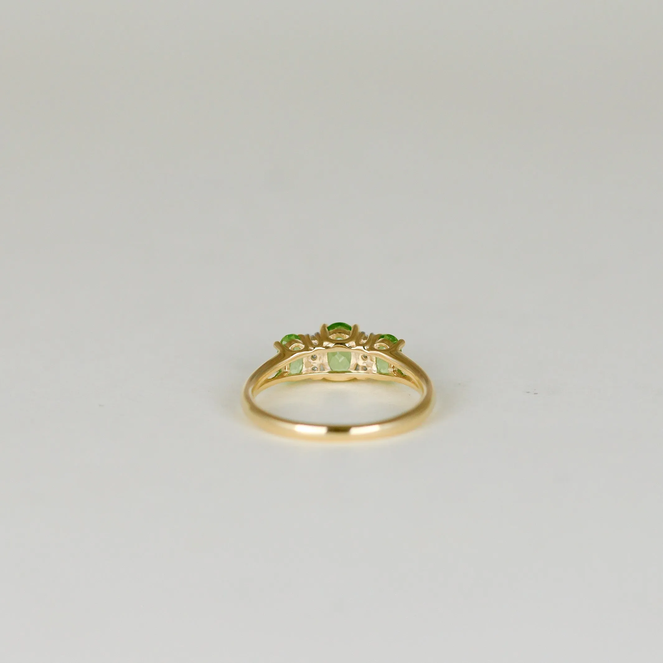 9ct Yellow Gold 1.00ct Oval Peridot and Diamond Dress Ring
