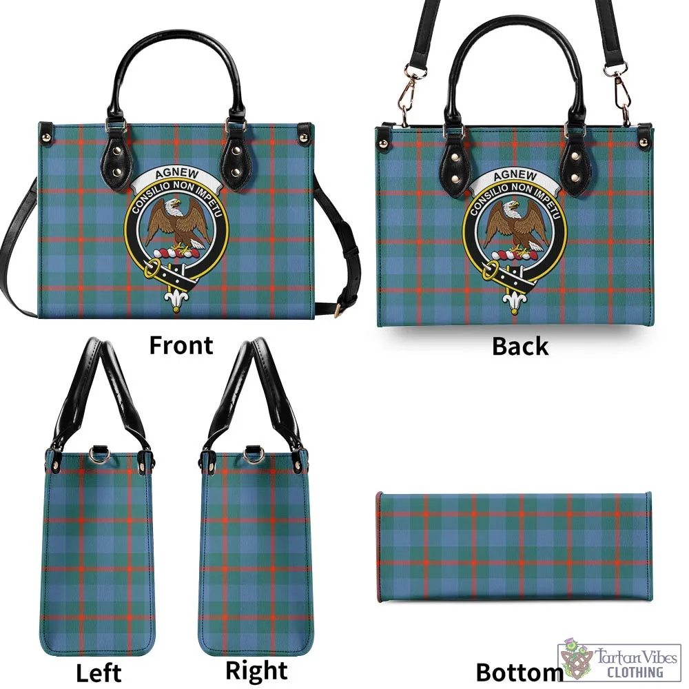 Agnew Ancient Tartan Luxury Leather Handbags with Family Crest