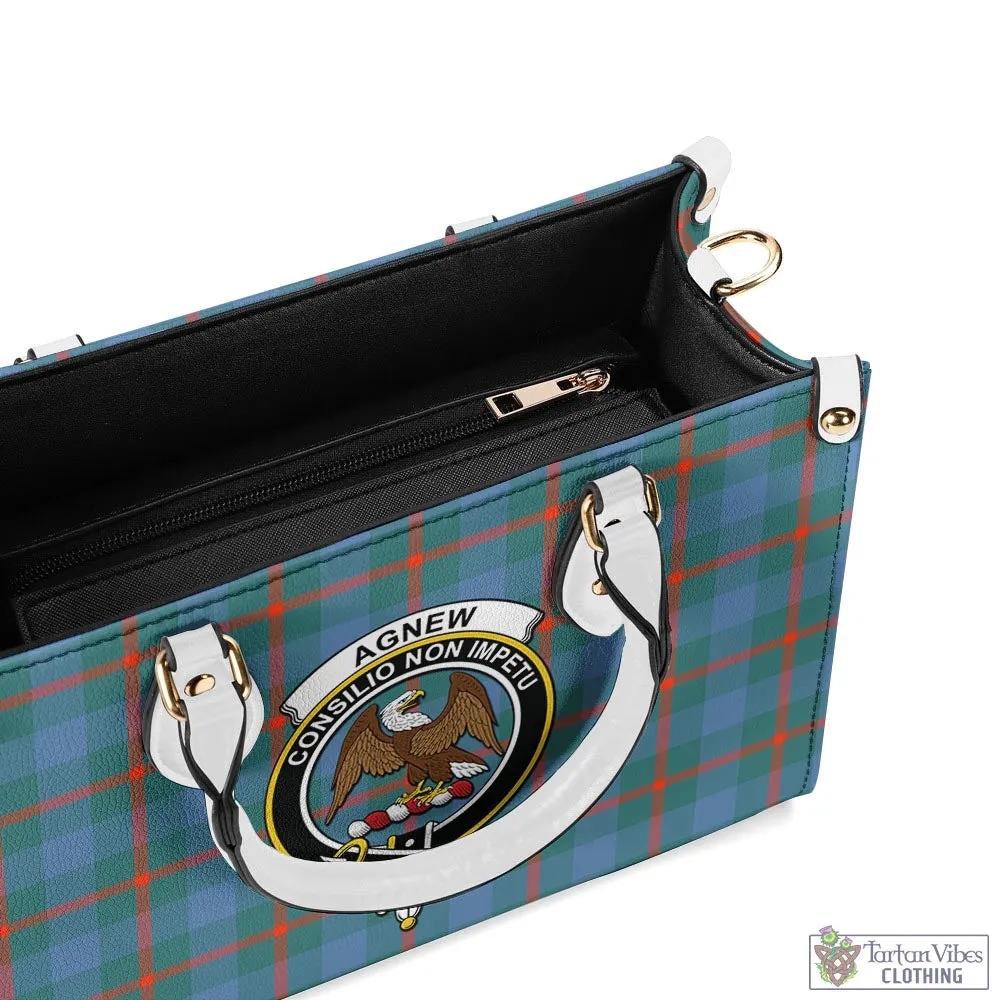 Agnew Ancient Tartan Luxury Leather Handbags with Family Crest