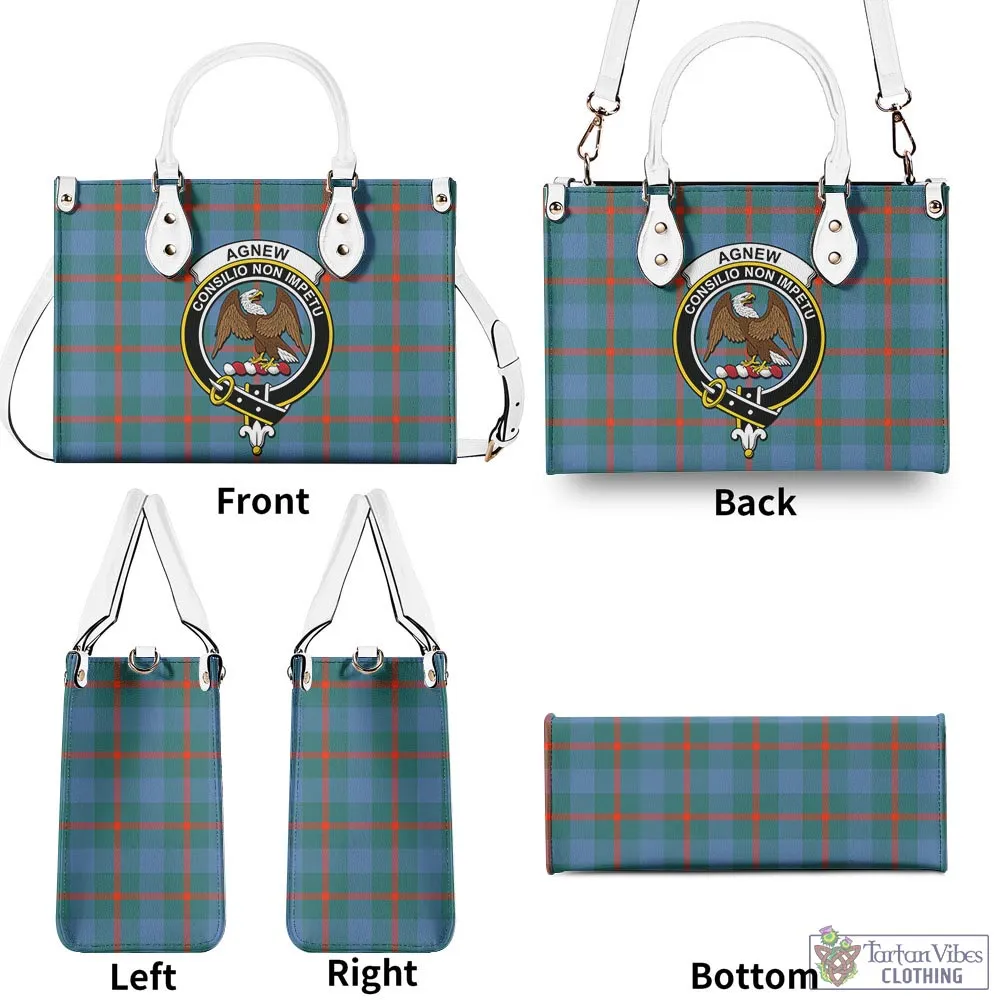 Agnew Ancient Tartan Luxury Leather Handbags with Family Crest